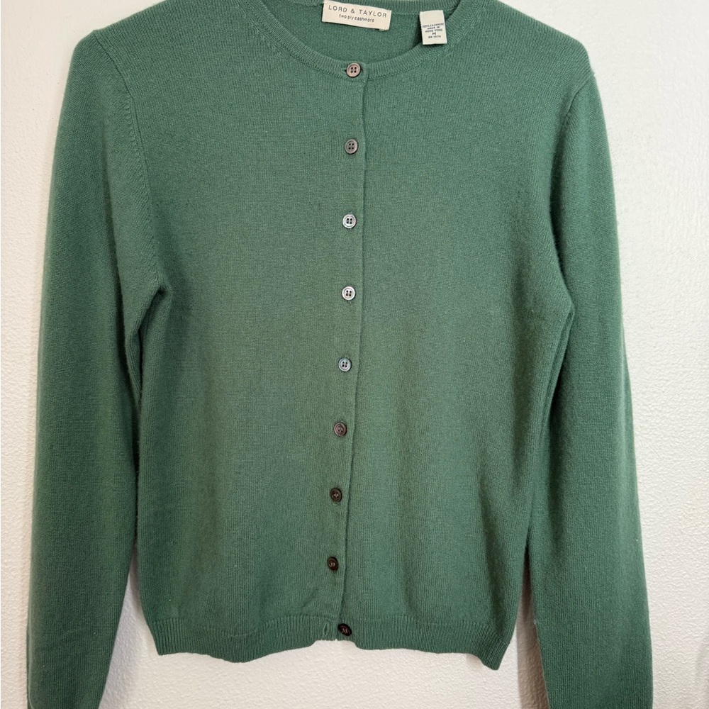 Lord & Taylor Classic Green Cardigan